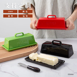 Ensemble de beurrier en céramique blanche avec couvercle, plateau à beurre rectangulaire pour hôtel, café, thé, style nordique - Product Image 4