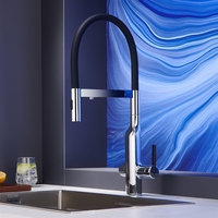 Robinet de cuisine 3-en-1 tout en cuivre avec cartouche céramique, purificateur d'eau chaude/froide, douchette extractible, finition or brossé flexible
