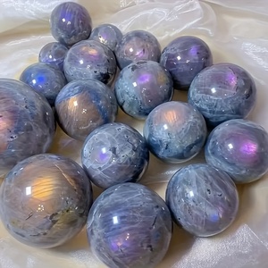 Commercio all'ingrosso di alta qualità eccellente vistoso viola Labradorite di cristallo naturale gemma di cristallo Labradorite sfera per la decorazione - Product Image 3