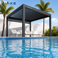 Pergola autoportante Jiake en aluminium 6063-T5 avec toit à lames motorisées pour jardin, patio, terrasse de piscine, gazebo, pavillon extérieur