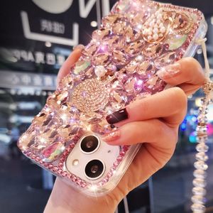 Étui de téléphone de luxe avec paillettes brillantes et strass, avec sangle pour iPhone 15 14 12 11 Pro Max Samsung S24 S23 A13 A54 - Product Image 4