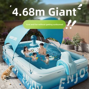 Piscine gonflable en PVC épaissi, grande, pour intérieur et extérieur, à gonflage rapide, capacité de charge de 300 kg, pour adultes, enfants et familles - Product Image 1
