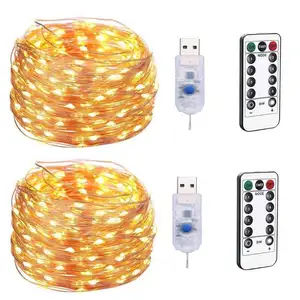 Guirlande lumineuse LED, fil de cuivre, guirlandes féeriques, lampes de noël étanches avec piles 3AA