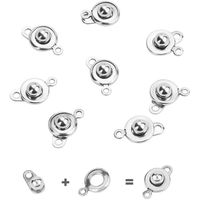 Vente en gros de fermoirs à bouton-pression en acier inoxydable RTX 304, attaches boule et rotule pour colliers, bracelets, fabrication de bijoux DIY et pierres précieuses