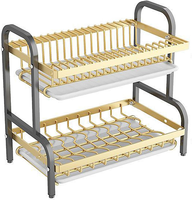 Armoire de cuisine en acier au carbone de grande capacité, support de vaisselle à 2 niveaux, vaisselle, passoires, organisateur