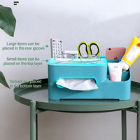 Boîte à mouchoirs multifonctionnelle en plastique de style nordique, organisateur de rangement multi-compartiments pour télécommandes et articles divers, décoration de la maison