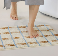 Nouveau tapis de bain rayé sur mesure, tapis de sol pour salle de bain, tapis avec support en TPR antidérapant, tapis absorbant en microfibre
