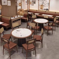 Meubles de restaurant modernes et confortables en bois pour hôtels commerciaux : banquette, canapé, table et chaises pour fast-food et café