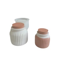Moules de pot de bougie en béton de silicone pour bougeoir avec couvercles, moule de pot de bougie pour la fabrication de bougie, moule de ciment de récipients de bougie