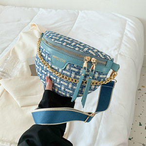 Nueva tendencia Verano Nuevo bolso tejido Enrejado de diamantes Moda Ins Cadena Ocio Cintura pequeña Hombro Pecho Bolsa - Product Image 5