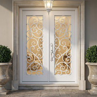 Portes en fer forgé à double vitrage de qualité supérieure, blanches, antivol, sécurisées, avec verre trempé pour l'extérieur