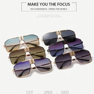 Vente en gros de lunettes de soleil carrées vintage en métal, UV400, surdimensionnées, pour hommes, 2021 - Product Image 4