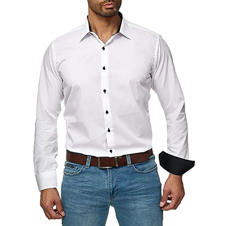 Men's Casual Business Shirt Solid Color Men's Fit t-Shirt For Business Wear Office Parties Home