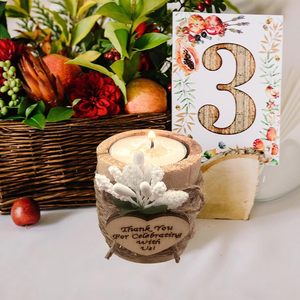 Handmade Wooden <strong>Tealight</strong> Candle <strong>Holders</strong> Kit Cylinder Design for Wedding Bridal Shower Home Decoration for Thank You Guest Gifts - Product Image 1