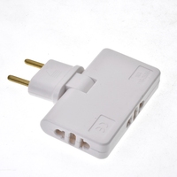 Adaptateur de prise EU 3-en-1 rotatif à 180 degrés en ABS industriel, prise d'extension de voyage, multiprise, prise sans fil mince