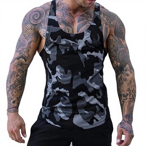 เสื้อกล้ามออกกำลังกายผู้ชาย OEM ผ้าโพลีเอสเตอร์/คอตตอนถักแบบสั่งทำ เสื้อผ้ากีฬาลำลองแฟชั่น เสื้อกล้ามทรงสตริงเกอร์สำหรับเพาะกายและฟิตเนส - Product Image 1