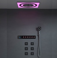 Système de douche thermostatique LED avec jets de pluie, brume et jets corporels haute pression pour appartement, hôtel, villa