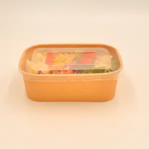 Eco-friendly Disposable Recyclable Kraft Paper Boxes Food Packaging Food Container Take Away Salad box with Lid