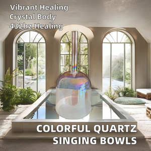 אורורה קוסמית צבע שקוף קוורץ כלי נגינה מוסיקלי קערת זוהר - Product Image 5