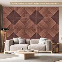 Panneau acoustique en feutre PET à grain de bois de santal rouge personnalisé, rainuré, imprimé UV, insonorisant, pour murs, plafonds, bureaux, hôtels, décoratif
