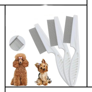 Peigne anti-puces pour animaux de compagnie, à dents fines en acier inoxydable, avec manche en plastique, pour chien et chat, pour éliminer les puces, les lentes et les poils lâches - Product Image 1