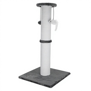 Modern Wood <b>Cat</b> <b>Scratching</b> <b>Post</b> 33 Inches Heavy Duty with Cotton Rope Hanging Ball Mice - Product Image 1