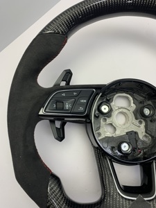พวงมาลัยแต่ง <span class=keywords><strong>Audi</strong></span> คาร์บอนลายขาว Alcantara <span class=keywords><strong>RS</strong></span> พร้อม Paddle Shift แบบ Flat Bottom สำหรับ A3 A4 A5 A6 A7 <span class=keywords><strong>Q3</strong></span> Q5 Q7 Q8  แบบ OEM Plug and Play - Product Image 5