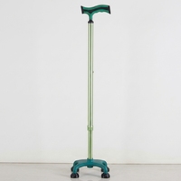 Canne à quatre pieds en aluminium avec poignée TPR, hauteur réglable sur 10 niveaux, patins en caoutchouc, pour personnes âgées et handicapées, capacité de 100 kg - Vente Flash