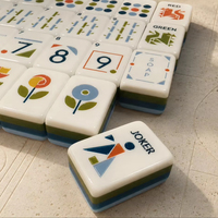 Jeu de Mahjong avec motifs Dragon Angulaire et Joker Abstrait, 160 tuiles à faces superposées en ivoire pour décoration intérieure