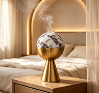 Brûleur d'encens en marbre Calacatta Viola naturel, brûleur de Bakhoor Oud en pierre de luxe pour la décoration de table à la maison