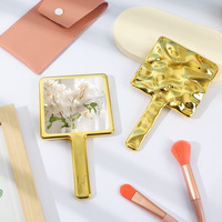 Miroir de maquillage à main de forme carrée avec logo personnalisé miroir à cils de salon miroir à main en forme de cœur rose galvanisé pour fille
