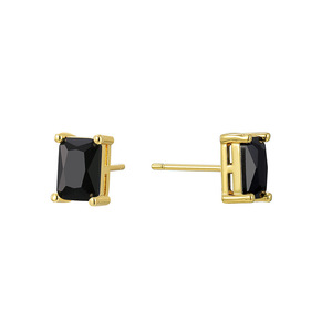 2024 boucles d'oreilles fines à la mode plaque d'or 14 carats avec zircon carré noir bijoux uniques et élégants - Product Image 5