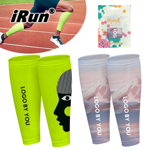 Manchons <span class=keywords><strong>de</strong></span> compression élastiques pour mollets IRun avec logo personnalisé pour le football, le marathon, le baseball et la course à pied - Product Image 1