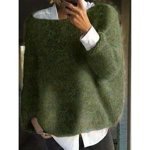 Women's Pink Crew Neck Long Sleeve Knit <b>Pullover</b> <b>Sweater</b> for Autumn - Product Image 3