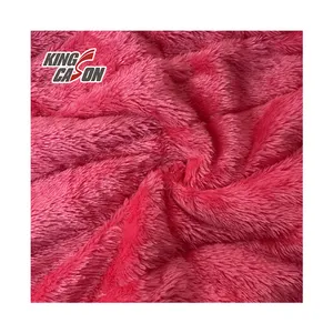KINGCASON Manufacturer Wholesale 100 Polyester Two Side Brush Stripe Custom Color Pink Fluffy Quilting Fabric For Jacket