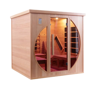 Luxury Indoor Hemlock Solid Wood 2-Person Far Infrared Dry Steam Detox Sauna with Lounger for Gym Use - Product Image 3