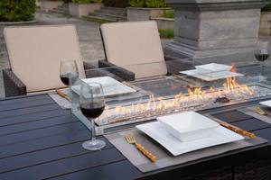 Đa chức năng ngoài trời Patio đồ nội thất phong cách hiện đại mây lửa hố sofa và bàn ăn thiết lập với firepit và kim loại ghế - Product Image 6