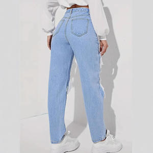 S-3XL Worn-out <strong>Jeans</strong> for Women in Spring and Summer Worn-out <strong>Jeans</strong> for Women Trousers for Women High Waist Straight Leg <strong>Pants</strong> - Product Image 4