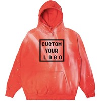 Pull à Capuche Unisexe Oversize Personnalisé Effet Délavé Dégradé avec Effet Éclaboussures de Javel et Poche Kangourou Style Vintage Streetwear – Vente en Gros