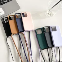 Étui en silicone liquide avec cordon tour de cou personnalisable pour iPhone 17/16/15/14/13 Pro/Max/12/12mini/7/8 Plus