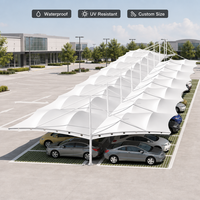Abri de voiture en tissu tendu à mât central, double cantilever, multi-ondulations, abri de stationnement étanche, résistant aux UV, personnalisable OEM
