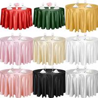 Nappes élégantes de grande taille 120 pouces rondes en satin Lamour Nappe blanche noire pour mariage