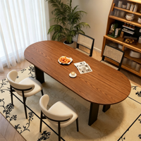 Table rectangulaire simple en bois massif et chaises de salle à manger semi-circulaires, adaptées aux salles à manger domestiques, appartements et hôtels