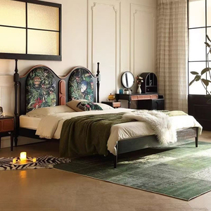 KMJ <strong>Vintage</strong> American Antique Wood Bedroom Furniture Retro King Size Wooden <strong>Bed</strong> <strong>Frame</strong> - Product Image 2
