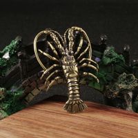 Laiton Artificielle Simulation Animaux Homard Miniature Figurines Réaliste Écrevisse Crevette Poupée Jouet Vintage Thé Pet Décor De Bureau