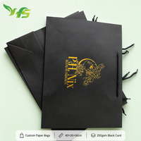 Sacs en papier d'emballage de luxe noirs personnalisés avec impression dorée, sacs cadeaux en papier avec votre propre logo