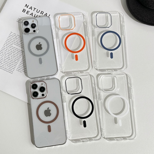 Anti Yellowing Clear Soft TPU +PC Shockproof Magnetic Wireless Charging Phone Cases Cover for iPhone 16 15 14 13 12 Pro Max Plus