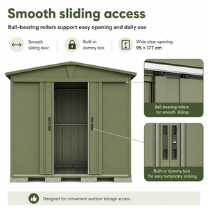Outdoor Metal Storage Shed Galvanized Steel Lockable <b>Tool</b> <b>House</b> With Sloped Roof for Garden Backyard Equipment OEM ODM - Product Image 3