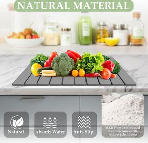 Super Absorbent Stone Folding <b>Bath</b> Sink Collapsible Large <b>Foldable</b> Stone Dish Drying Mat for Kitchen Counter Folding 24X16 Grey - Product Image 4