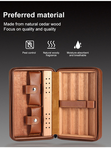 Vanace Premium Leather Cigar <b>Storage</b> Box with Cedar Wood Lining Hygrometer and Humidifier - Product Image 5